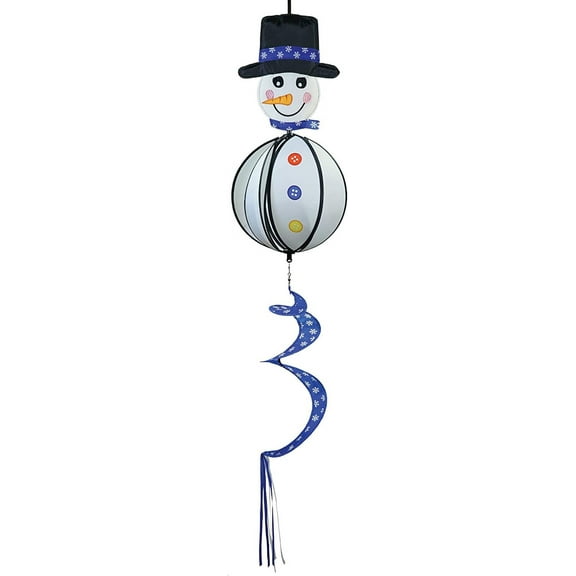 In the Breeze 2496 — Snowman with Hat Hanging Ball Spinner — Outdoor Holiday Wind Spinner