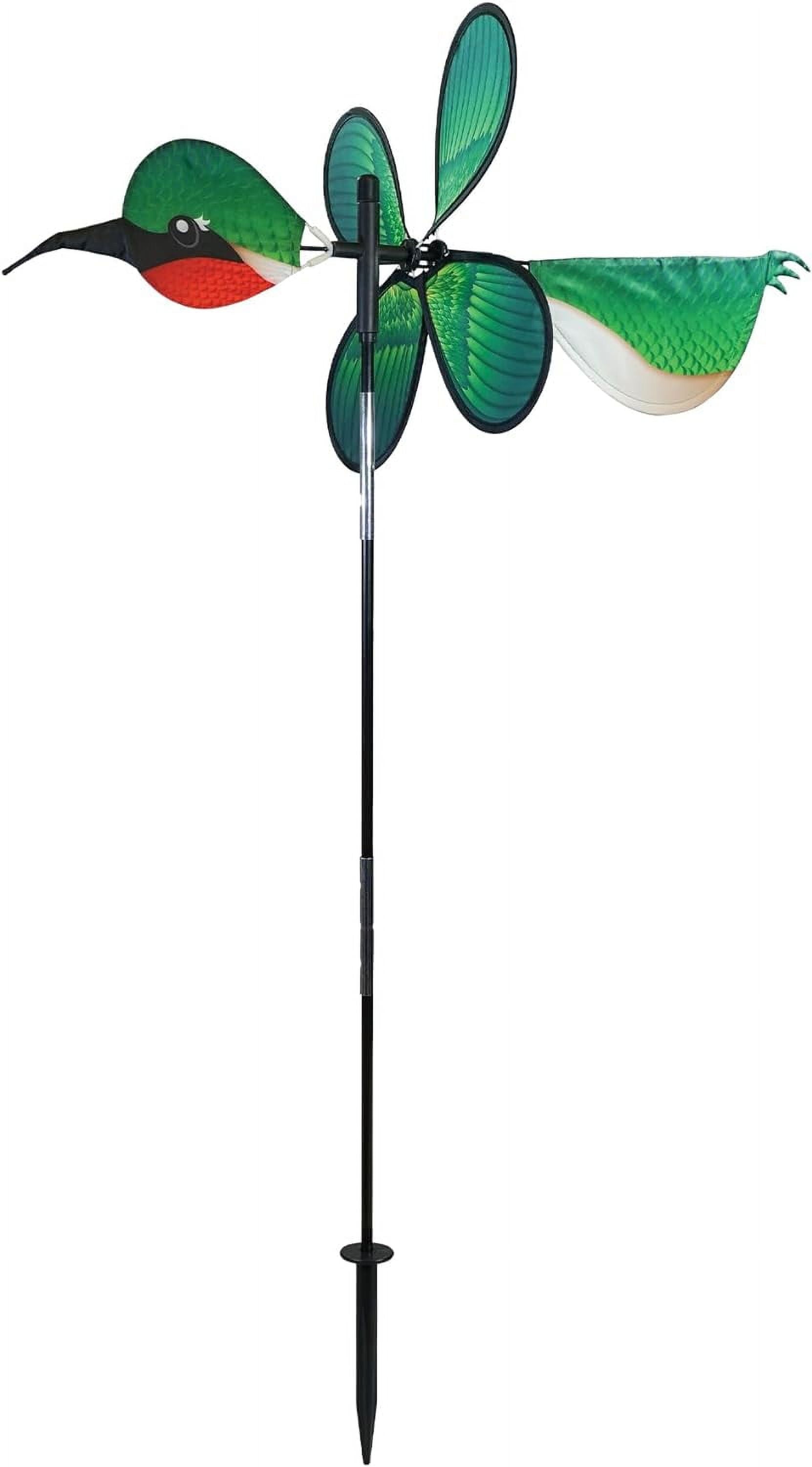 Green and Red Polyester Hummingbird Wind Spinner