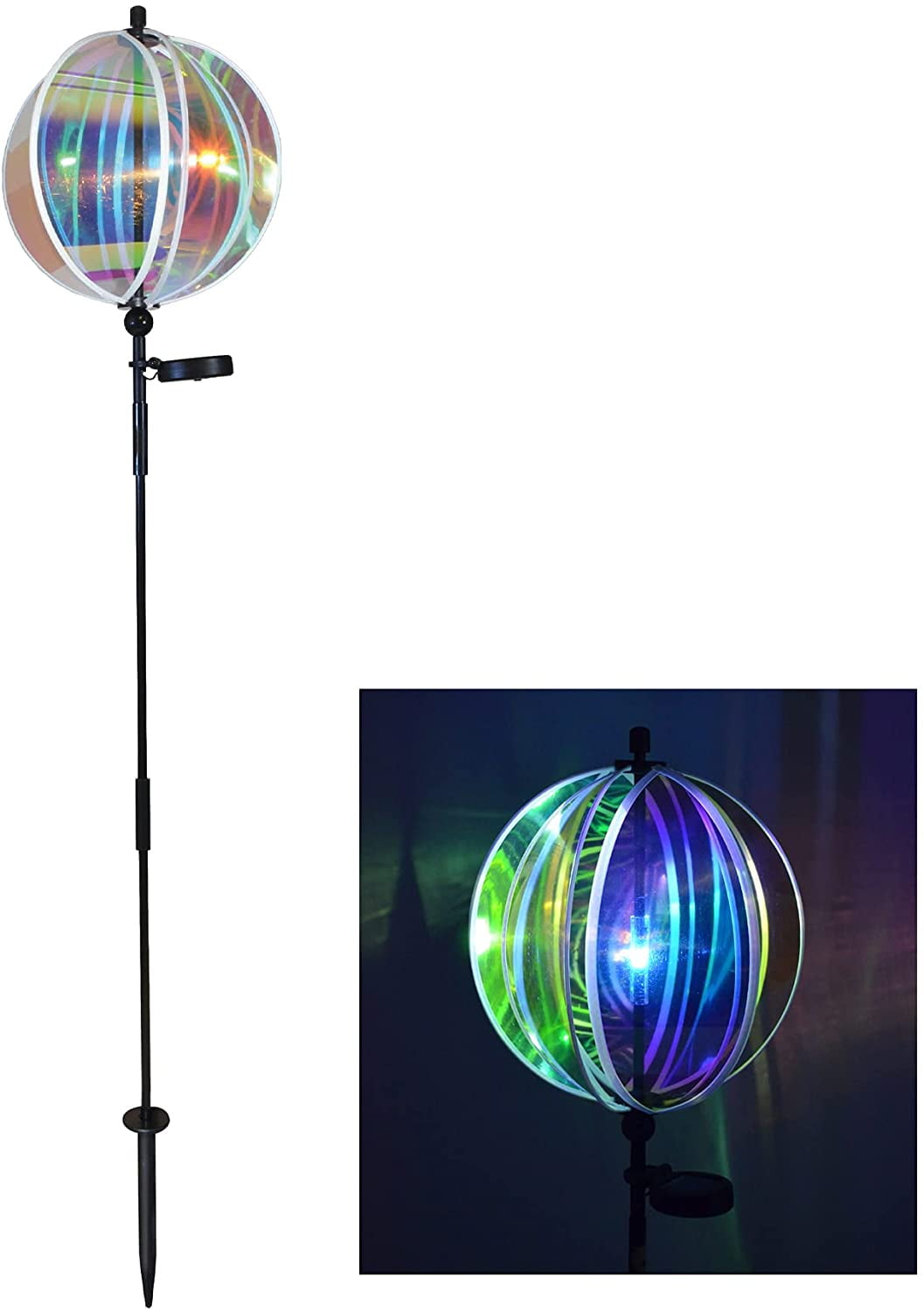 11-Inch Iridescent Solar Light Spiral Garden Gazing Ball