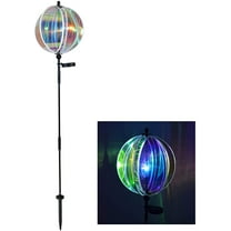 In the Breeze 2657 — 11 Inch Iridescent Gazing Ball Spinner with Solar Light — Wind Spinner for Yards and Gardens, Night Light