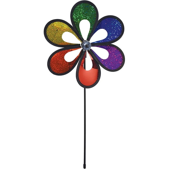 In the Breeze 2670 — 10 Inch Rainbow Mylar Windee Wheelz Wind Spinner - Sparkly Outdoor Garden Décor