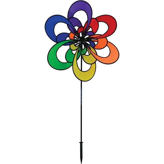 In the Breeze 2700 28-inch Spectrum Triple Windee Wheelz - Large Wind Spinner for Your Yard or Garden, Rainbow