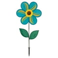 thumbnail image 1 of In the Breeze 2743 - 19 Inch Teal Sunflower Wind Spinner with Leaves - Colorful Flower for your Yard and Garden, 1 of 6