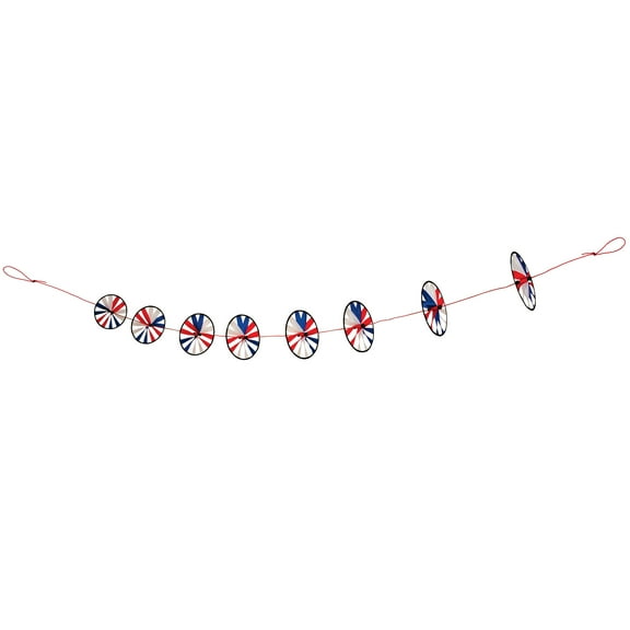In the Breeze 2780 — String of Patriot Spinner Wheels — Colorful Outdoor and Party Decoration — Kite Line Laundry