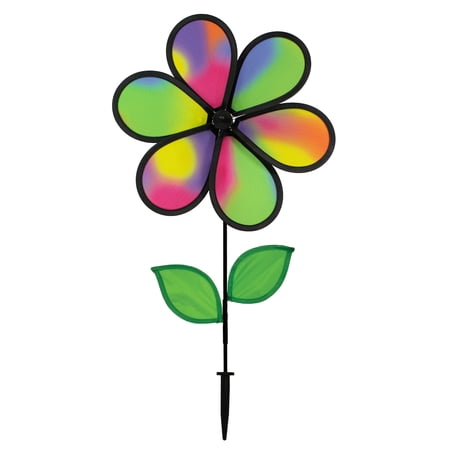In the Breeze 2787 — Jewel Flower Spinner with Leaves, 12-Inch — Colorful and Fun Wind Spinner for Yards and Gardens