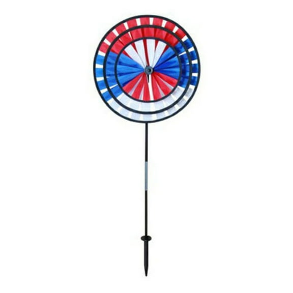 In the Breeze 2847 Triple Wheels Patriot Spinner, Outdoor Patriotic Wind Spinning Wheel