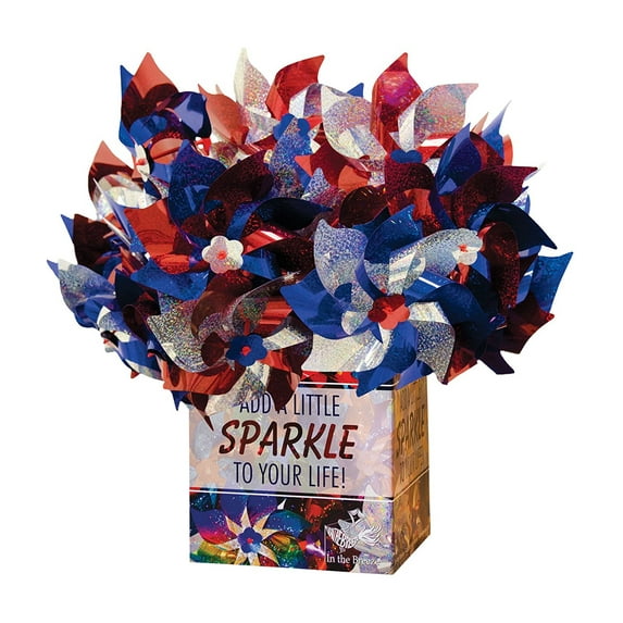 In the Breeze 2863-PACKS — Holographic Mylar Patriotic Sparkle Pinwheels Assortment, 8-Inch Diameter, 48 Pieces