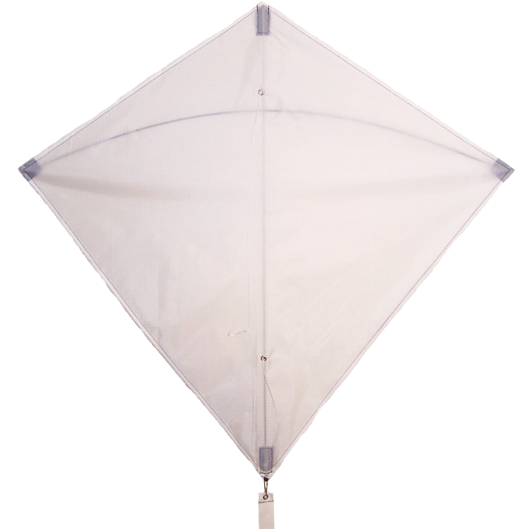 White 30 Inch Diamond Kite with Ripstop Fabric and Fiberglass Frame