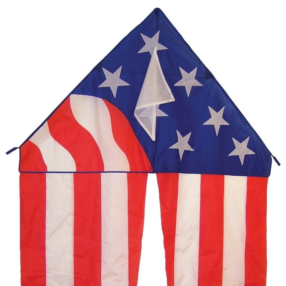 In the Breeze 3012 — Patriotic Delta Kite with 19-1/2-Feet Flowing Tails — Stars and Stripes Easy-Flying Kite