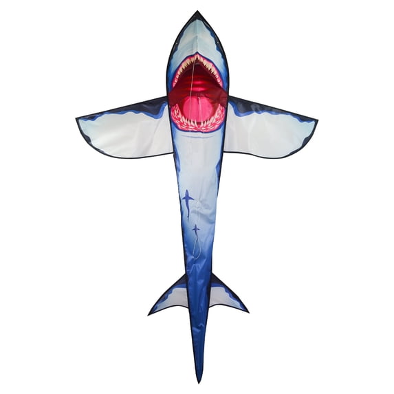 In the Breeze 3243 — 7.5 Foot 3D Great White Shark Kite — Single Line — RipStop Fabric — Includes Kite Line and Bag