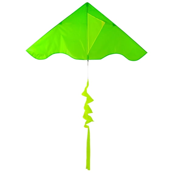 In the Breeze 3246 — Neon Green With a Yellow Twister Tail 55-inch Colorblock Delta Kite - Single Line Kite for All Ages