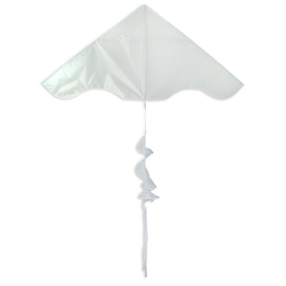 In the Breeze 3248 — White 55-inch Delta Kite With Twister Tail - Easy Flying Single Line Kite for All Ages