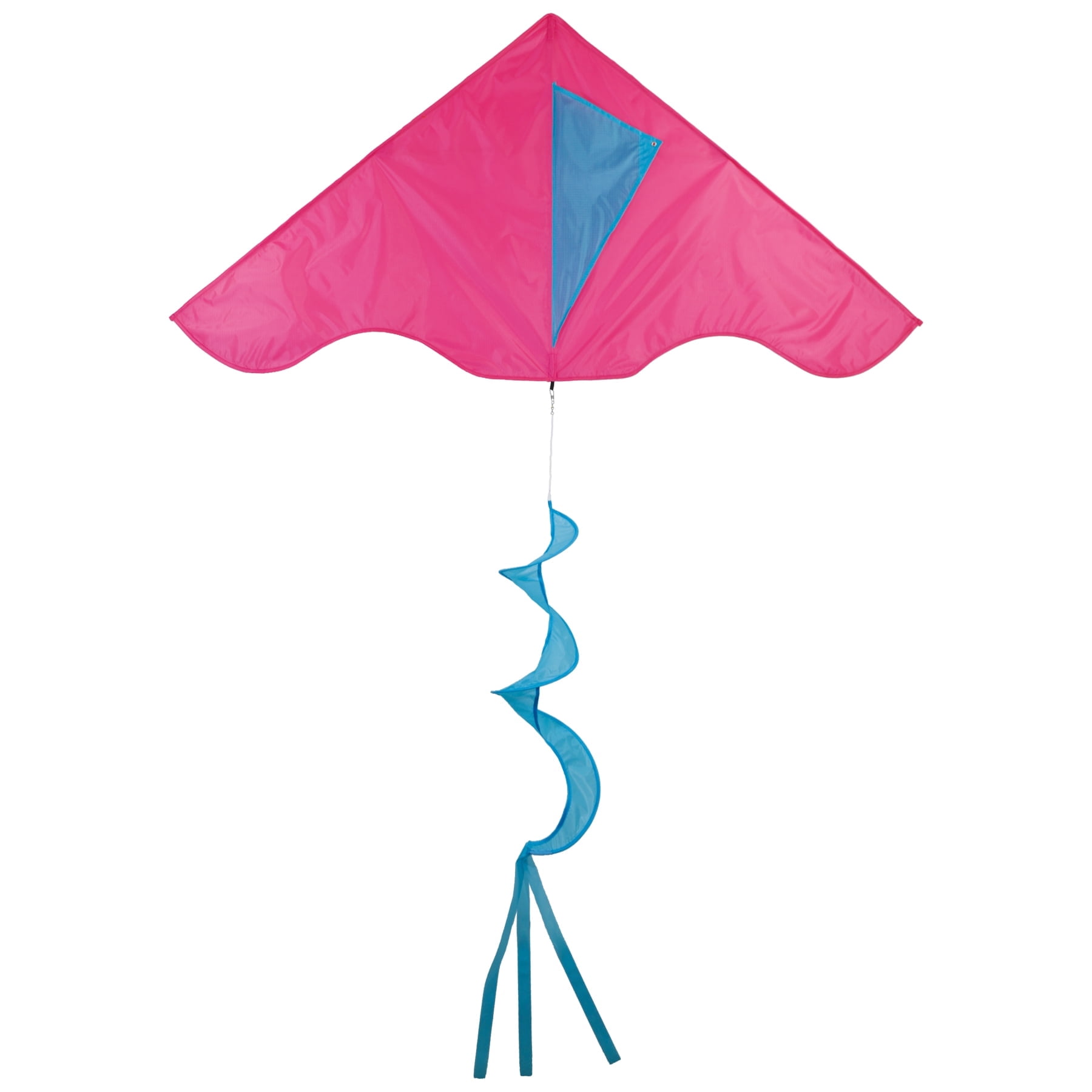 Pink Triangle Kite In the Breeze 3271 — Pink Colorblock Delta Kite With an Aqua Twister ...