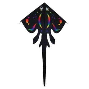 In the Breeze 3314 - 70-inch Black Stingray Ripstop Kite — Fun, Easy Flying Kite for All Ages