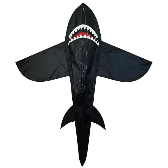 In the Breeze 3343 — 5' Black 3D Shark Kite — Fun Easy Flying Single-Line Sea Life Kite for All Ages
