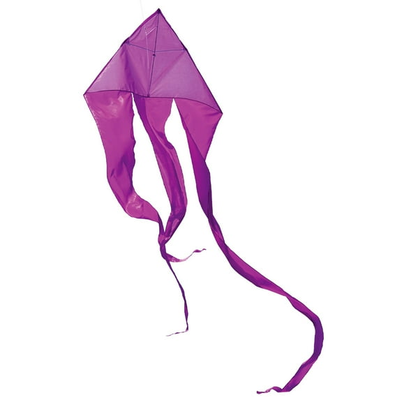 In the Breeze 3359 — Purple 77-inch Wave Delta Kite — Large Solid Color Easy-Flying Kite with Long Flowing Taffeta Tails