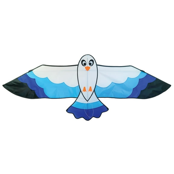In the Breeze 3378 — 70-inch Blue Seabird Kite — Colorful, Easy-Flying, Single-Line Bird Kite; Kite Line Included