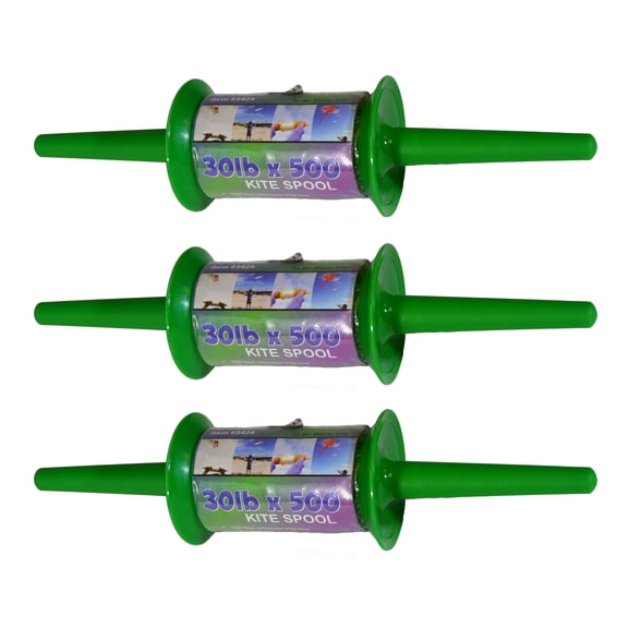In the Breeze 3424-3 — Kite Spool, 30 lb by 500-Feet (3-Pack) — Twisted Kite Line on Spool — Kite Accessory — Assorted Colors