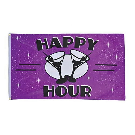 In the Breeze 3644 Happy Hour Grommet Flag, 3 by 5-Feet Novelty Flag for Bars, Patios, Decks