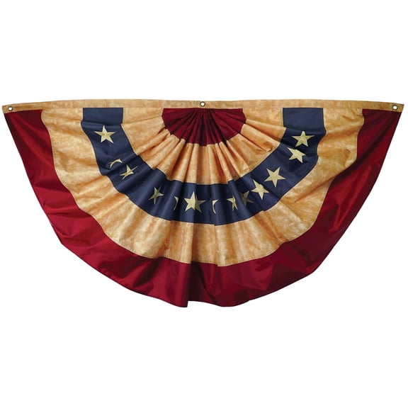 In the Breeze 3679 — Pleated Fan Americana Bunting — 3 Foot by 6 Foot — Patriotic Outdoor Décor