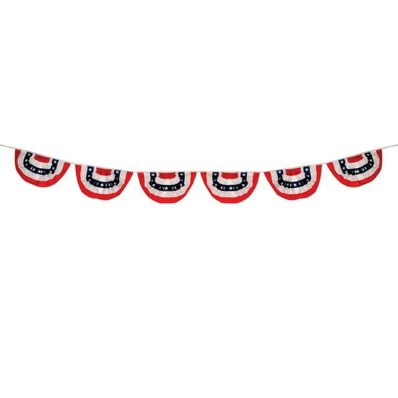 In the Breeze 3680 — 6 Panel Patriotic Stars and Striped Pleated Fan Bunting String — Party Banners, Fourth of July Decor