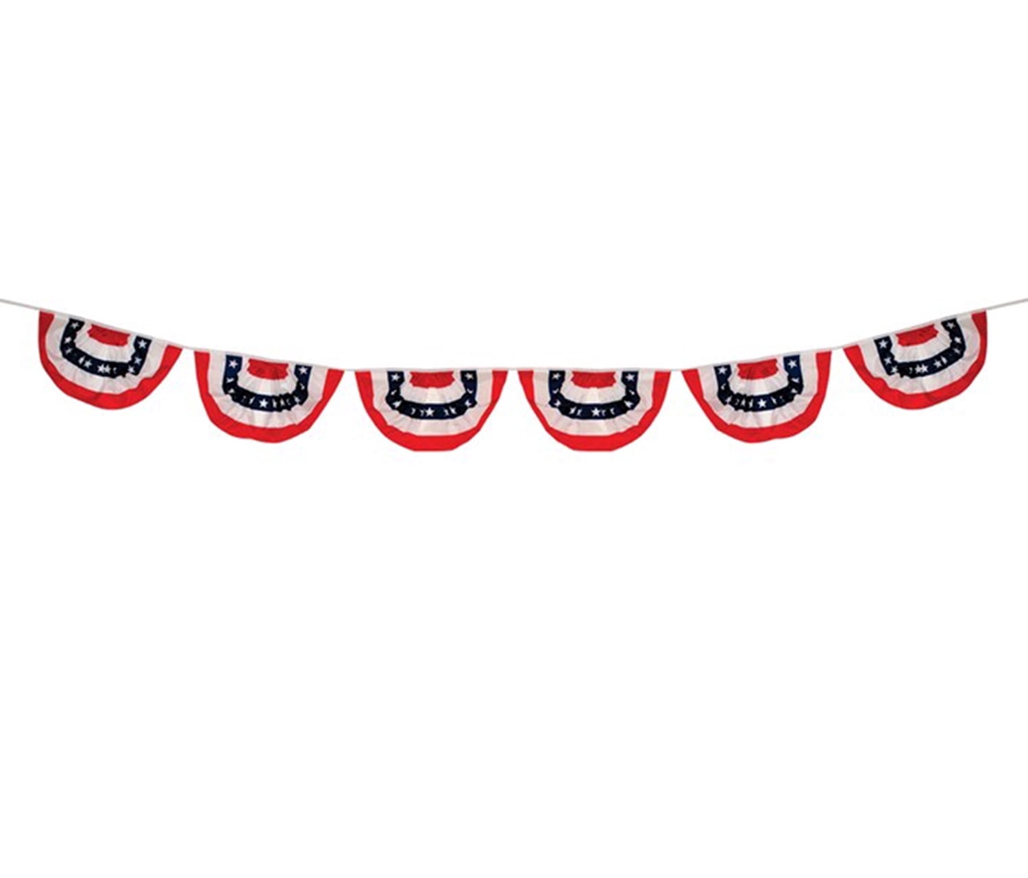 In the Breeze 3680 — 6 Panel Patriotic Stars and Striped Pleated Fan Bunting String — Party Banners, Fourth of July Decor