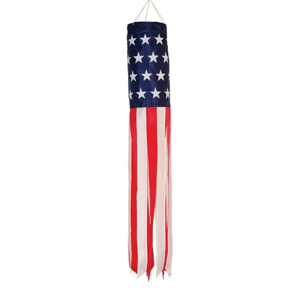 In the Breeze 4114  40-inch Stars and Stripes Printed Star Windsock  Vibrant Patriotic Outdoor Hanging Decor
