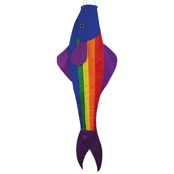 In the Breeze 4116 — Rainbow Fishy Trout 48 Inch Windsock - Fun Fish Hanging Decoration - Fade Resistant Material for Long Lasting Bright Colors