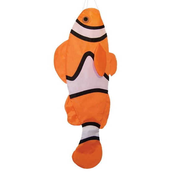 In the Breeze 4121 — Clownfish 40-inch Fish Windsock — Colorful Hanging Outdoor Decoration Fishsock