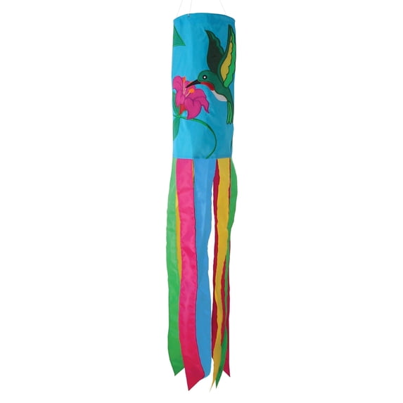 In the Breeze 4146 — 40-inch Hummingbird Windsock — Colorful and Fun Hanging Outdoor Decoration