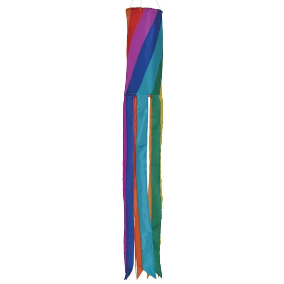 In the Breeze 4153 — Rainbow Diagonal Windsock, 60-Inch, Colorful Outdoor Decoration