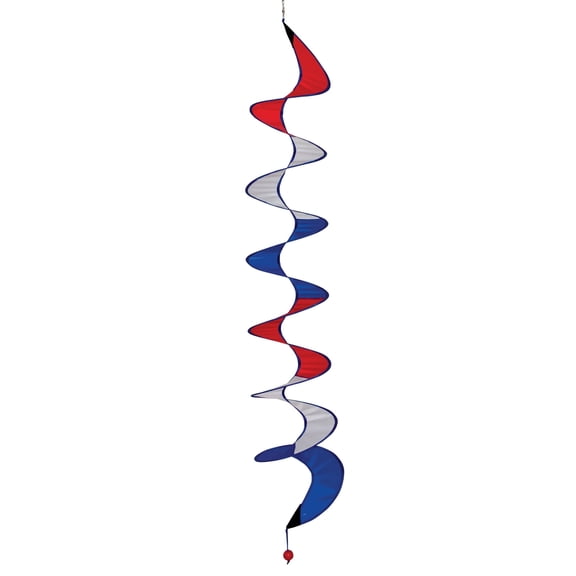 In the Breeze 4248 — Red, White & Blue Curlie, 48-inch — Colorful Patriotic Outdoor Hanging Wind Spinner Decor