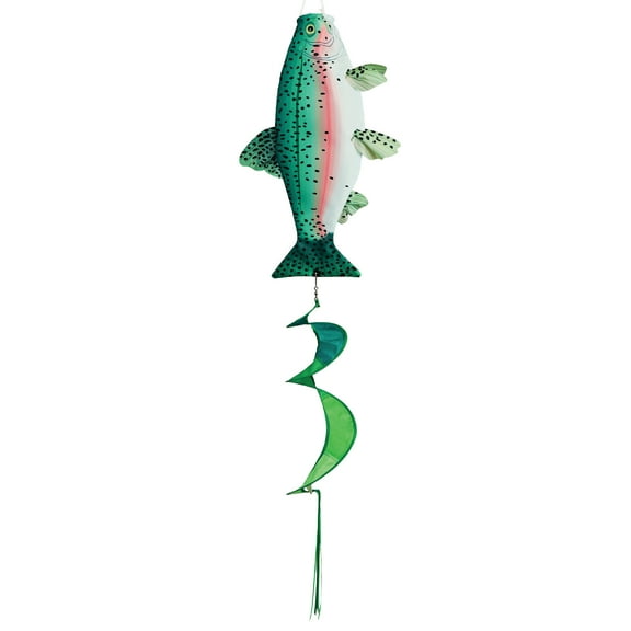 In the Breeze 4259 — Rainbow Trout Spinner Tail Fish Windsock — Fun, Realistic Fish Outdoor Decoration for Yards, Gardens, Porches or Docks