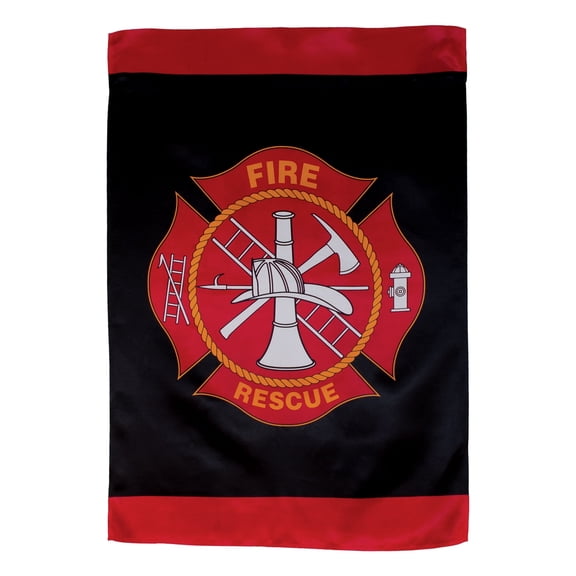 In the Breeze 4388 — Fire and Rescue Lustre House Banner — Firefighter Service House Flag Decor