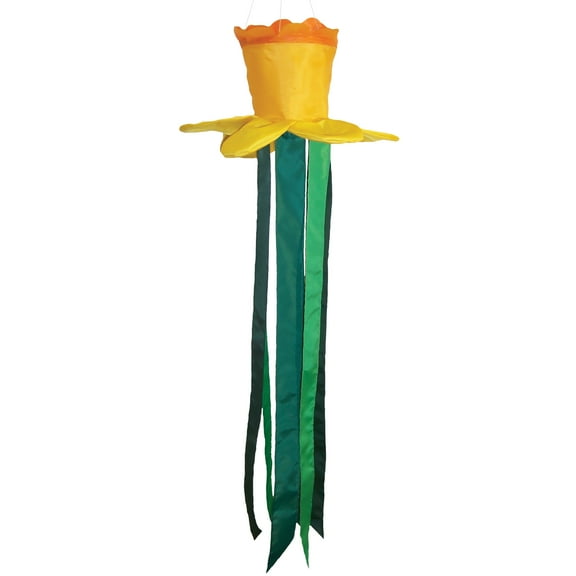 In the Breeze 4634 — Spring Daffodil 40-inch Windtail Windsock — Colorful Outdoor Decor