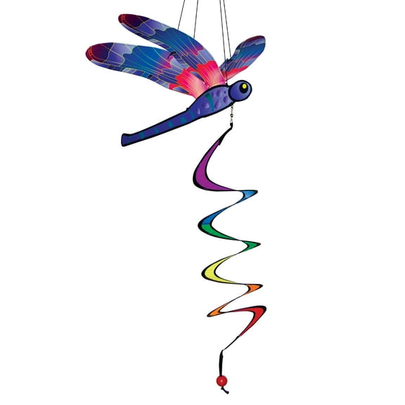 In the Breeze 4650 Dragonfly Twister Fun and Colorful Outdoor Hanging Wind Spinner for Your Yard or Garden