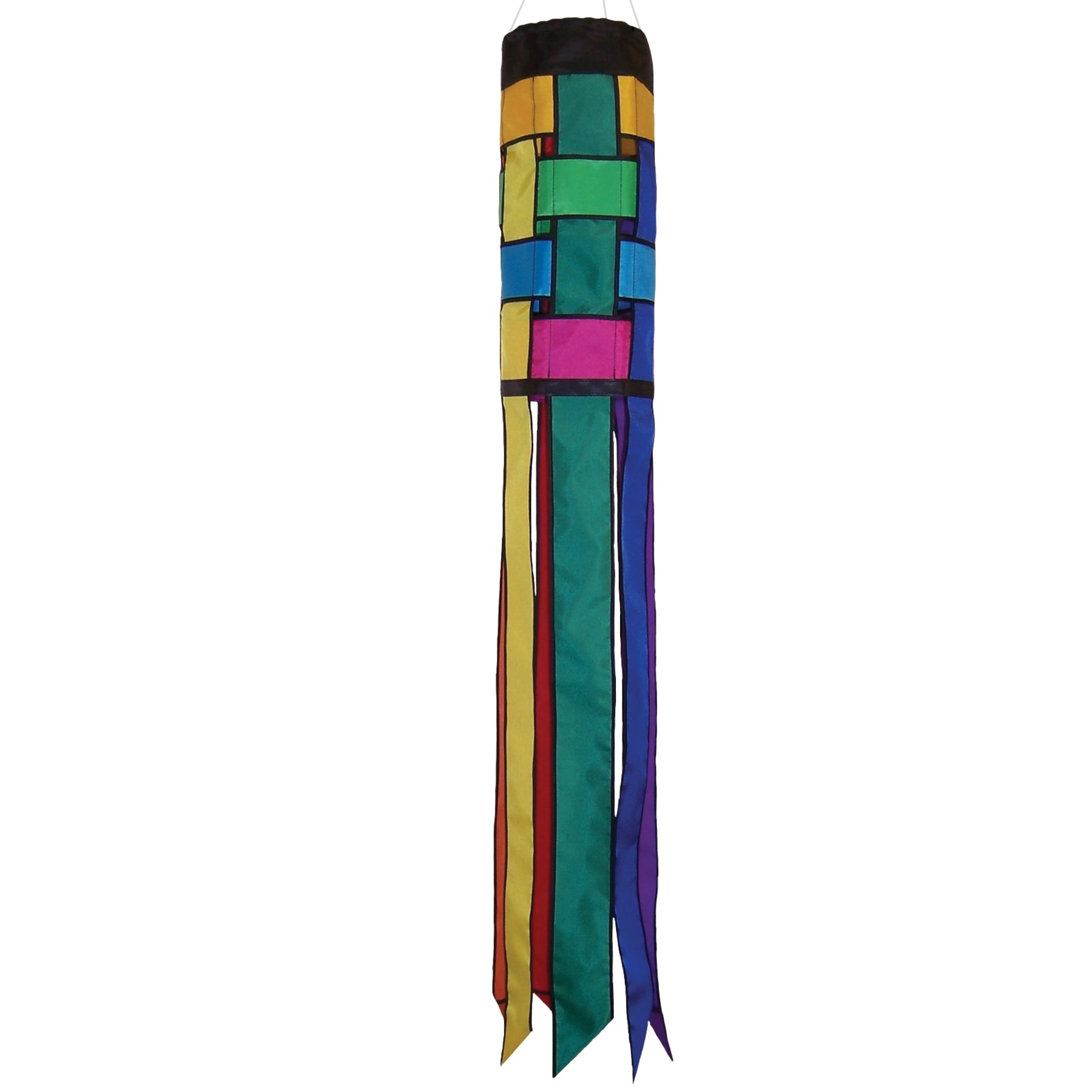 Colorful Rainbow Weave Weather Resistant Windsock, 60-Inch