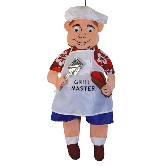 In the Breeze 4704 — Grillin' Guy Wind Friend — Summer Barbecue Patio 3D Windsock — Fun, Novelty Outdoor Hanging Decor