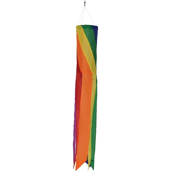 In the Breeze 4849 — Rainbow Diagonal Sections - 33 Inch Windsock - Colorful Hanging Decoration