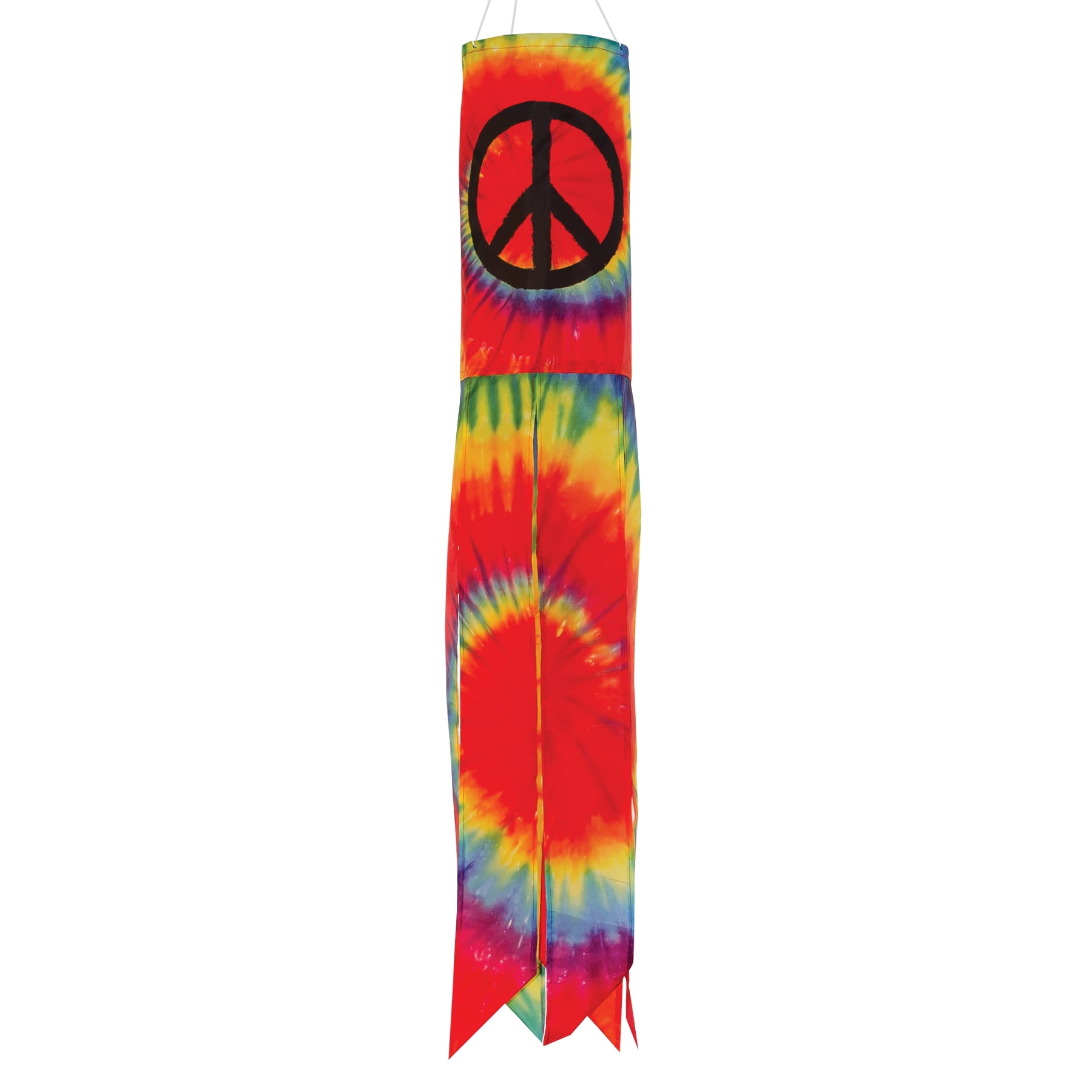 Colorful Tie Dye Peace Sign 30 Inch Windsock
