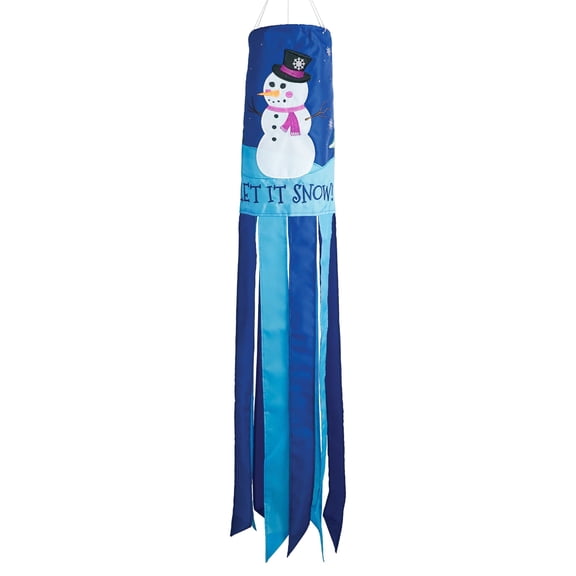 In the Breeze 5026 — Let it Snow 40-Inch Windsock - Hanging Winter Decoration - Outdoor Holiday Décor