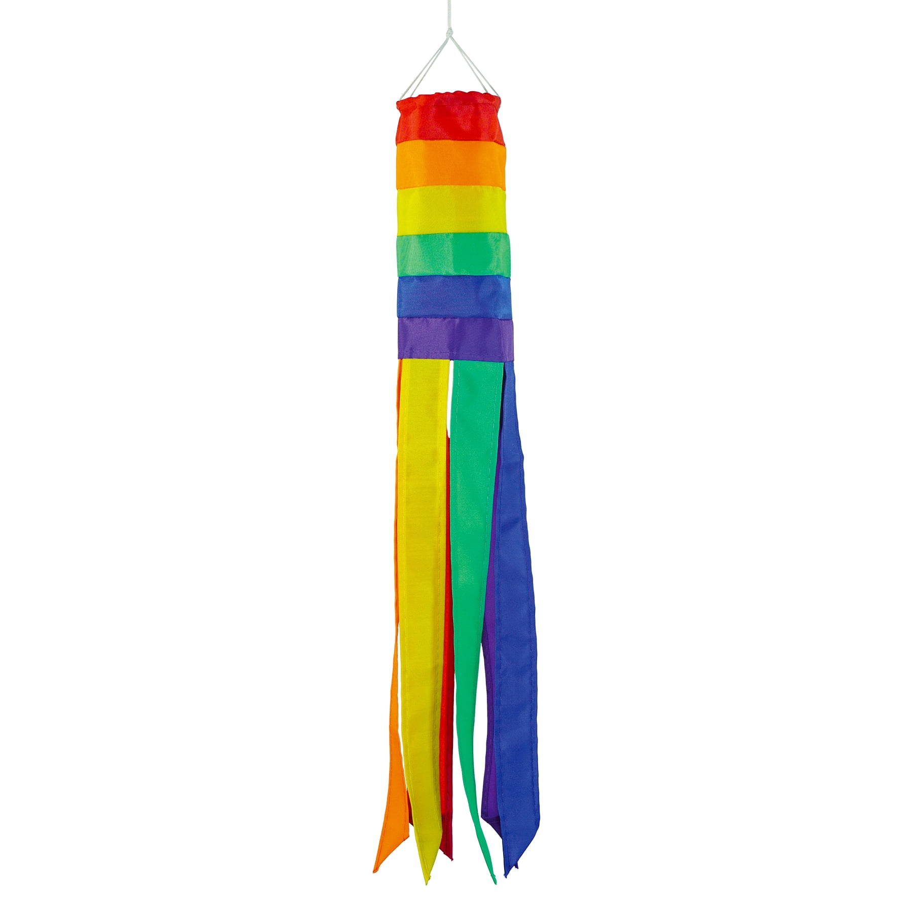 Colorful Rainbow Hanging Windsock Décor, 18-Inches, Fabric