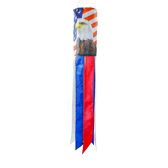 In the Breeze 5053 — Eagle Patriotic Hanging Windsock Décor, 30-Inches — Colorful Value Patriotic Windsock