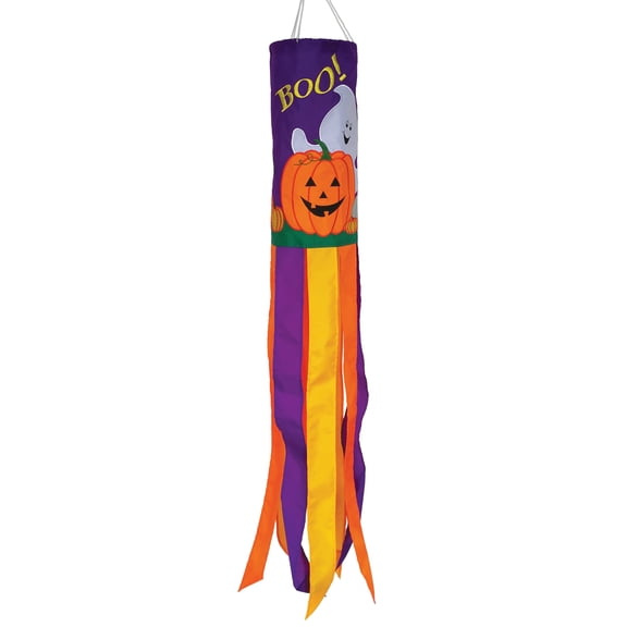 In the Breeze 5056 — Boo Halloween 40 Inch Windsock - Hanging Halloween Decoration - Outdoor Holiday Décor
