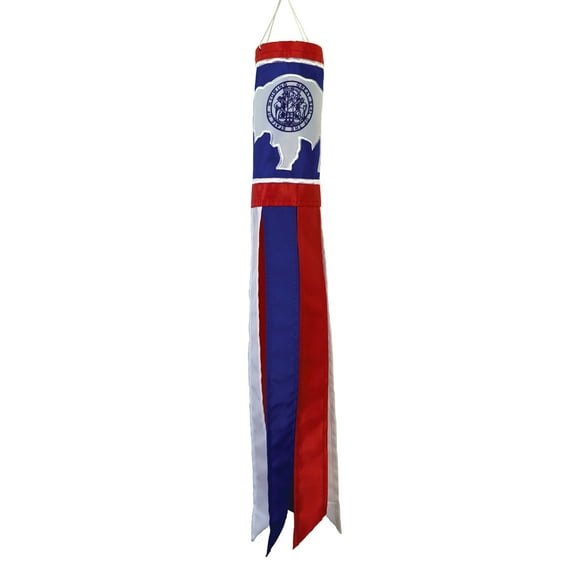 In the Breeze 5113 — Wyoming 18 Inch Windsock - Wyoming State Flag Hanging Decoration - Colorful Outdoor Décor