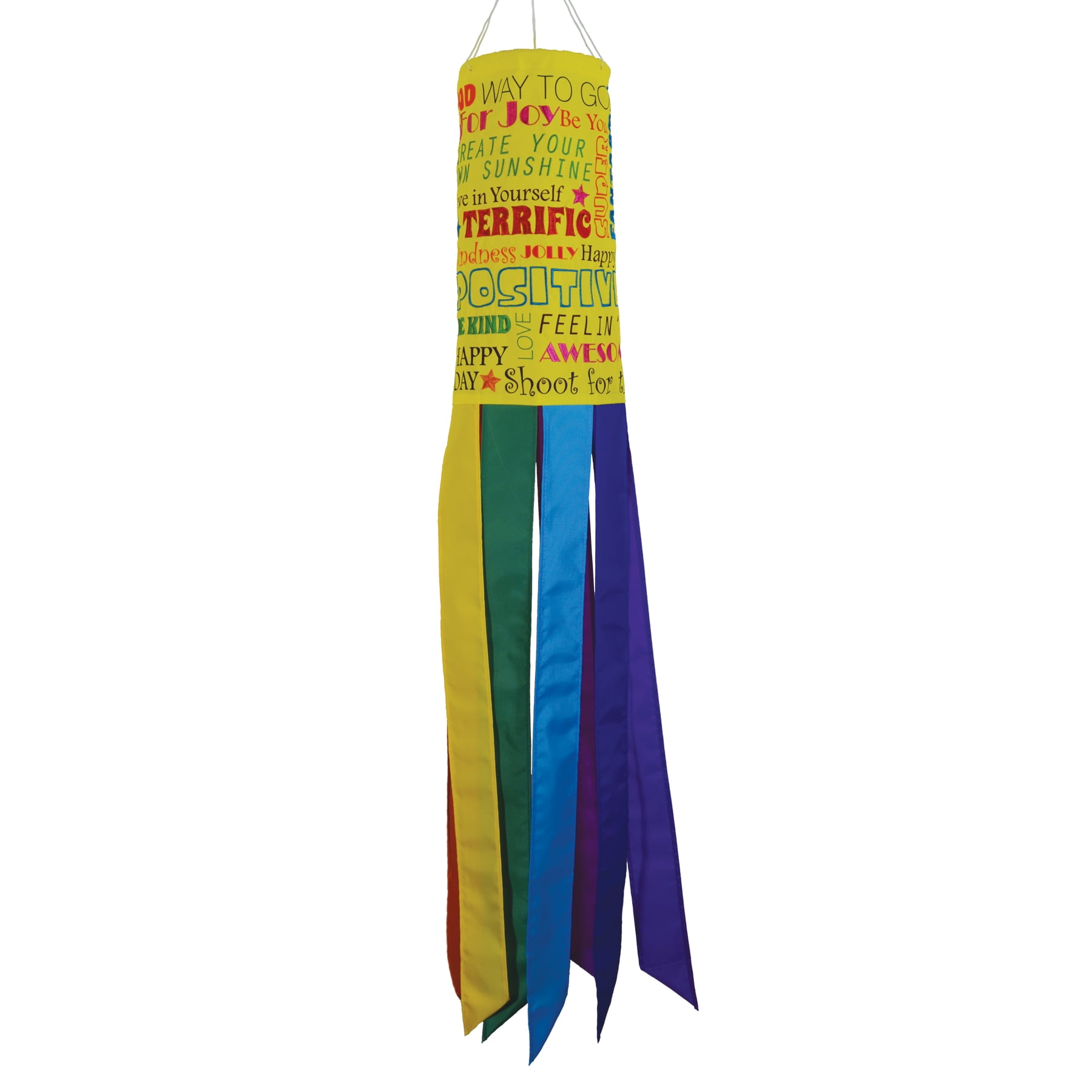 Colorful 40-Inch Polyester Outdoor Windsock with Embroidered Accents
