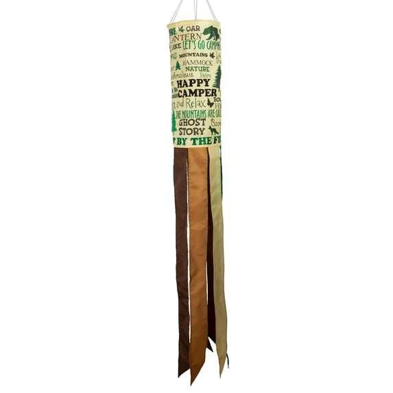 In the Breeze 5181 — Happy Camper 40" Windsock — Fun Camping, Cabin, Outdoor Decoration