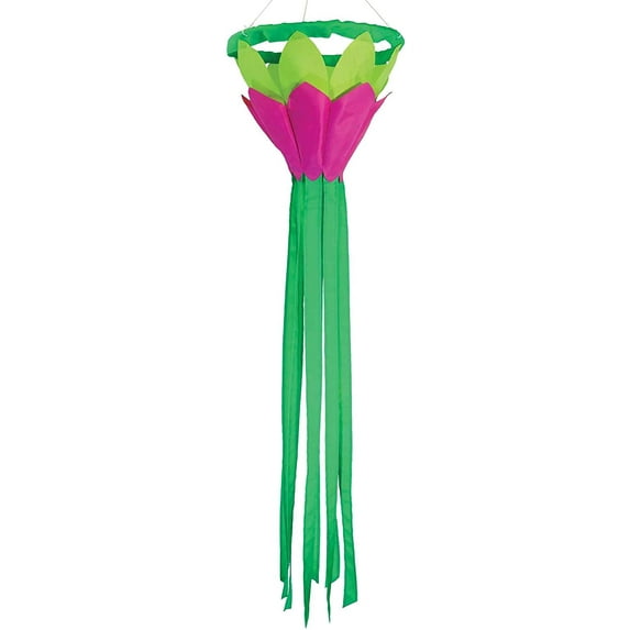 In the Breeze 5202 — Bright Green 38-inch Lotus Flower Windsock, Outdoor Floral Decoration
