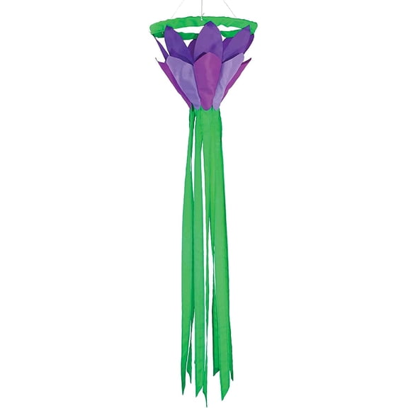 In the Breeze 5203 — Purple 38-inch Lotus Flower Windsock, Outdoor Floral Decoration