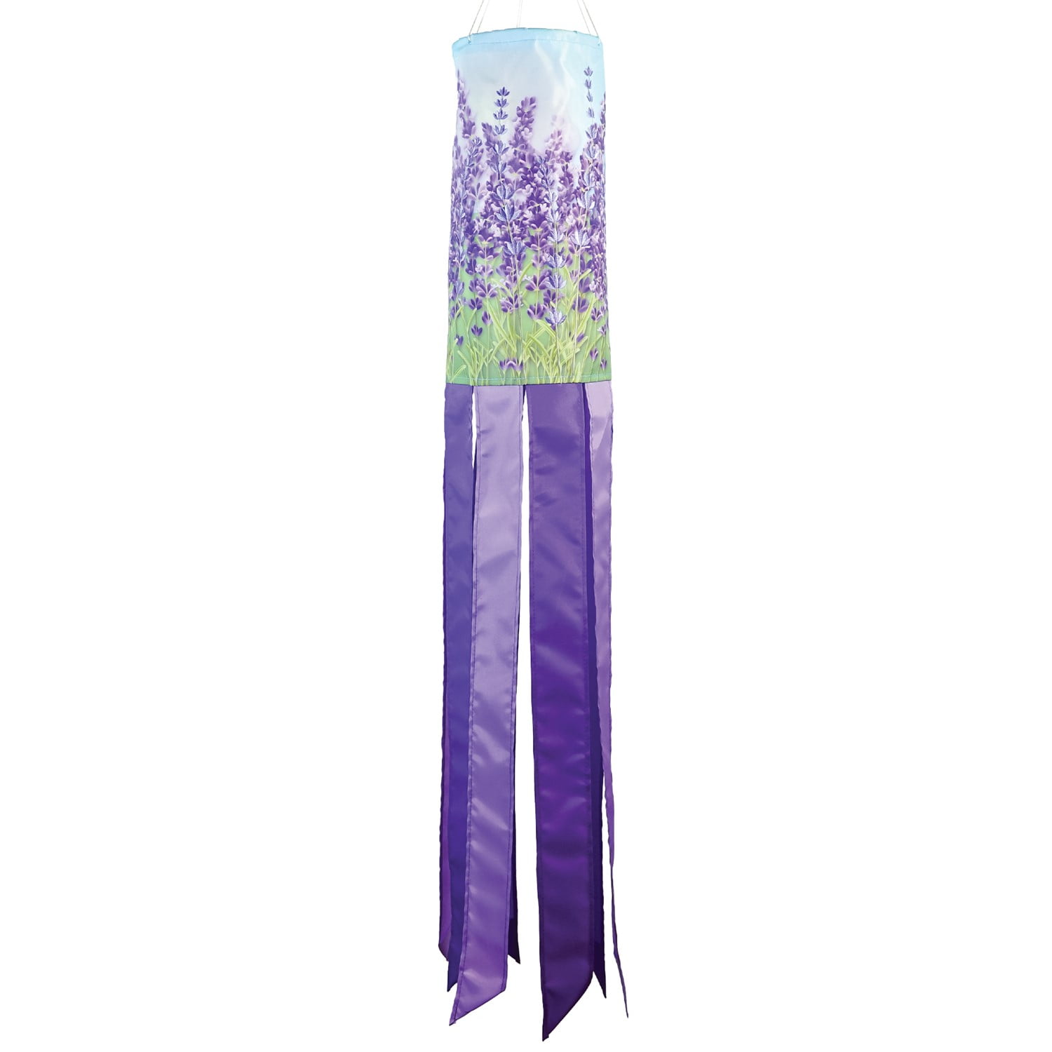 Lavender 40-Inch Polyester Garden Windsock with Embroidered Details